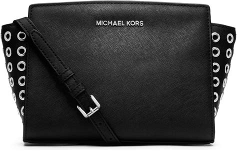 michael kors selma grommet medium messenger bag in black|michael michael kors medium selma messenger black .